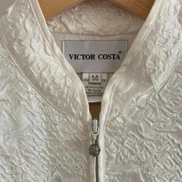 Victor Costa Womens White Gathered Fabric Light Jacket - Picture 4 of 6